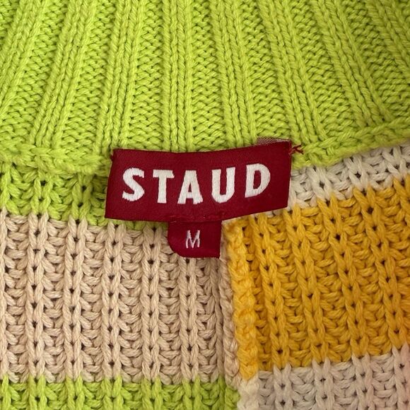 STAUD Cabana Knit Hampton Oversized Sweater M Stripe Multi Bright Bold Statement - Picture 10 of 12